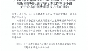 广西壮族自治区深入开展纠治医疗卫生领域腐败和作风问题专项行动工作领导小组关于公布问题线索举报方式的通知