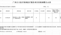 广西公立医疗机构医疗服务项目价格调整公示表(2025年第一批）