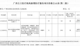 广西公立医疗机构新增医疗服务项目价格公示表(第二批）