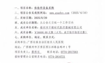 广西壮族自治区桂东人民医院体检科设备采购项目成交公告