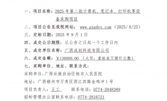 广西壮族自治区桂东人民医院计算机、笔记本、打印机等设备采购项目成交公告