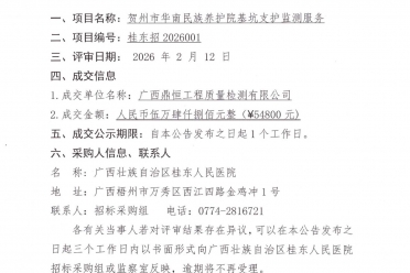 贺州市华南民族养护院基坑支护监测服务采购成交公告