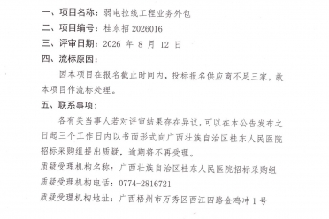 广西壮族自治区桂东人民医院弱电拉线工程业务外包流标公告