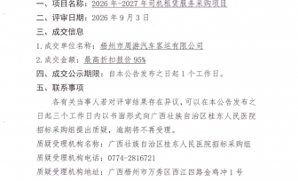2026年-2027年司机租赁服务采购项目成交公告