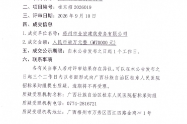 妇产科特需病房改造项目成交公告