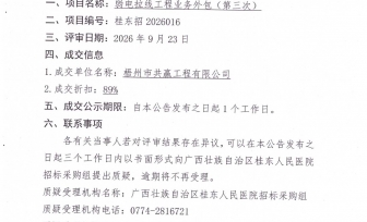 广西壮族自治区桂东人民医院弱电拉线工程业务外包（第三次）项目成交公告